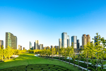 city skyline in hangzhou china