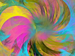 Papier Peint photo Mélange de couleurs abstrait fractal chaotique illustration de rendu 3D