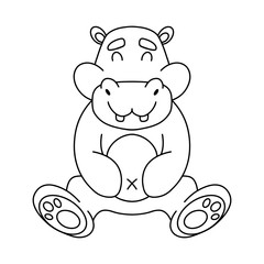 Cute cartoon baby hippo. Animal print. Vector illustration isolated on a white background.