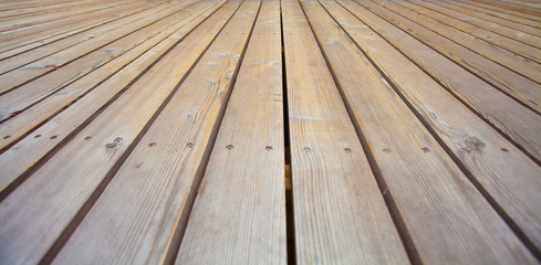 Wooden terrace with view sunlight in the morning