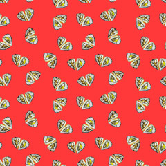 Pattern. rolls in the form of a heart on a red background