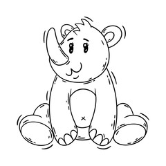 Cute cartoon baby rhinoceros. Animal print. Vector illustration isolated on a white background.
