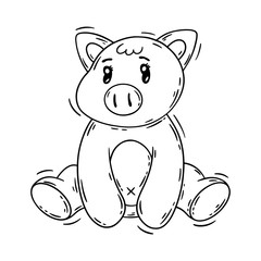 Cute cartoon baby pig. Animal print. Vector illustration isolated on a white background.