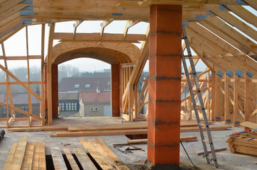 individual house frame in close-up