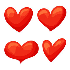 Red heart Cartoon icons vector illustration on a white background. Great design for any purposes.