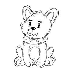 Cute cartoon baby dog. Animal print. Vector illustration isolated on a white background.