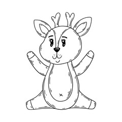 Cute cartoon baby deer. Animal print. Vector illustration isolated on a white background.