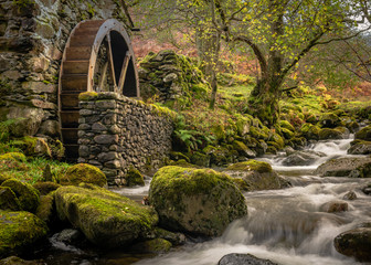 Old mill with a waterwheel built in the early 1800's in Borrowdale in the Lake District, Uk © D Evans