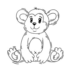 Cute cartoon baby monkey. Animal print. Vector illustration isolated on a white background.