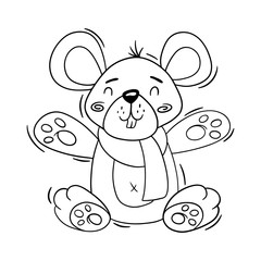 Cute cartoon baby mouse. Animal print. Vector illustration isolated on a white background.