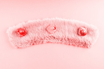 Faux fur detail flat lay monochrome color background with cute rubber duck toy for social media