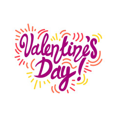 Happy Valentine's Day lettering Cartoon icons vector illustration on a white background. Great design for any purposes.