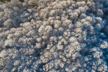 Transylvanian winter landscape - drone view.