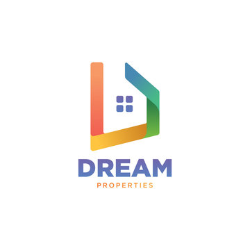 Colorful gradient house real estate logo template vector