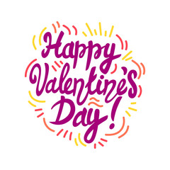 Happy Valentine's Day lettering Cartoon icons vector illustration on a white background. Great design for any purposes.