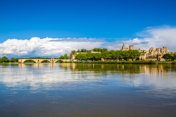 Fototapeta na wymiar Avignon Cathedral And Rhone River - Avignon,France
