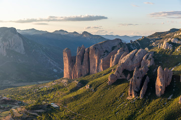 Mallos de Riglos, a set of conglomerate rock formations in Spain