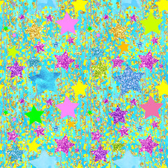 Holiday Glitter hand drawn artistic star confetti  sparkling seamless background 