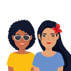 group of beautiful women avatar character vector illustration design