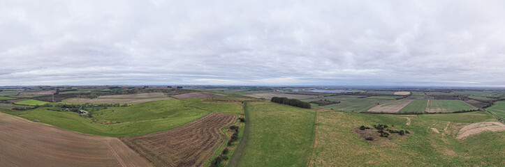 Fototapeta na wymiar Aerial view of Barbury Castle near Wroughton in Wiltshire