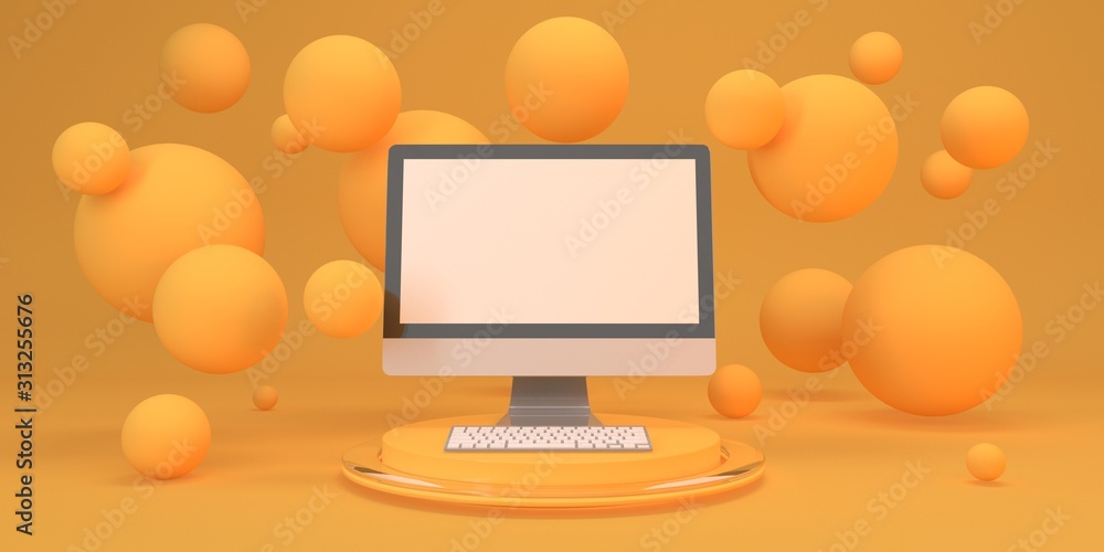 Aufkleber abstract background for design pedestal with monitor 3d render