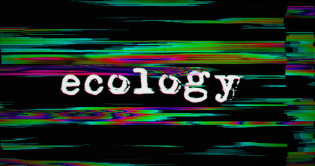 Modern glitch transition with business and ecology text