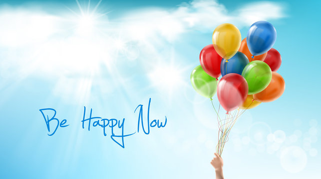 Be happy now, motivational positive vector banner