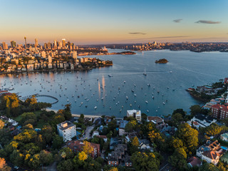 Sydney Harbour sunrise aerial photo