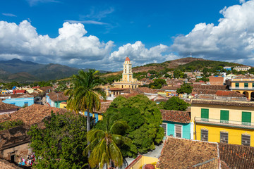 Trinidad, panoramic skyline with mountains and colonial houses. The village is a Unesco World...