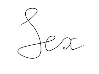Sex handwritten text inscription. Modern hand drawing calligraphy. Word illustration black