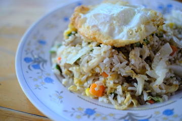 Malaysian fried rice in natural lighting