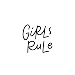 Girls rule calligraphy quote lettering