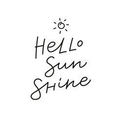Hello sunshine sun calligraphy quote lettering