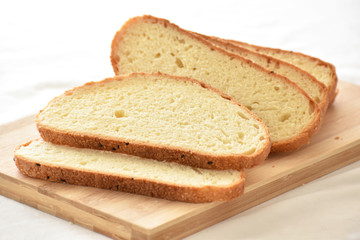 Multigrain bread on a chopping board. Selective focus. 