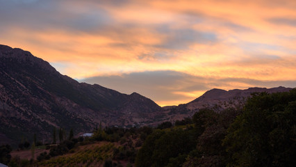 Naklejka na ściany i meble View of valley near Mount Nemrut during sunset in Adiyaman, Turkey