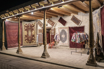 carpet shop in the old town Bukhara, Uzbekistan