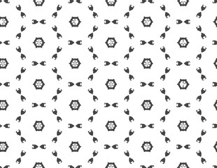 Abstract geometric pattern in ornamental style. Black and white color. Seamless design texture.