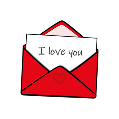 love letter red envelope isolated on white background vector illustration EPS10