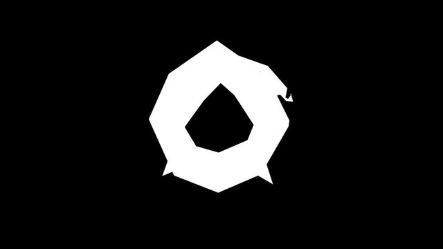 3d animated low polygon cardboard text with alpha channel the character 0