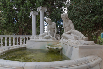 Obraz premium Sculptures in Aivazovsky park in Partenit village in Crimea. Russia. 01.2020