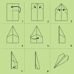 Paper Plane Folding Tutorial Sequence Cartoon Vector Illustration