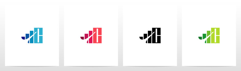 Bar Chart On Letter Logo Design C