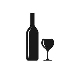 wine bottle and glass icon vector