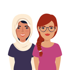 group of beautiful women avatar character vector illustration design