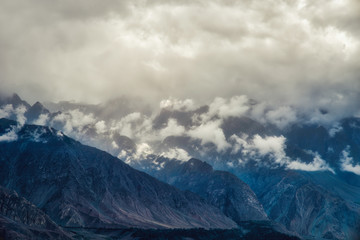 Low hanging clouds along the Karakoram Highway in northern Pakistan, taken in August 2019