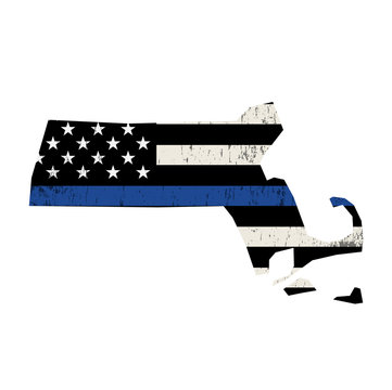 State of Massachusetts Police Support Flag Illustration