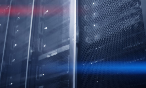 Technology Business Futuristic Supercomputer Cluster. Abstract Modern Background. 