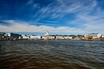 view on capitol of Finnland city of Helsinki with its islands and harbours