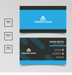 Simple blue and black business card template design