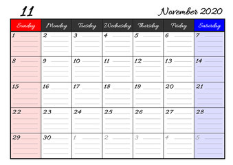 2020年　カレンダー